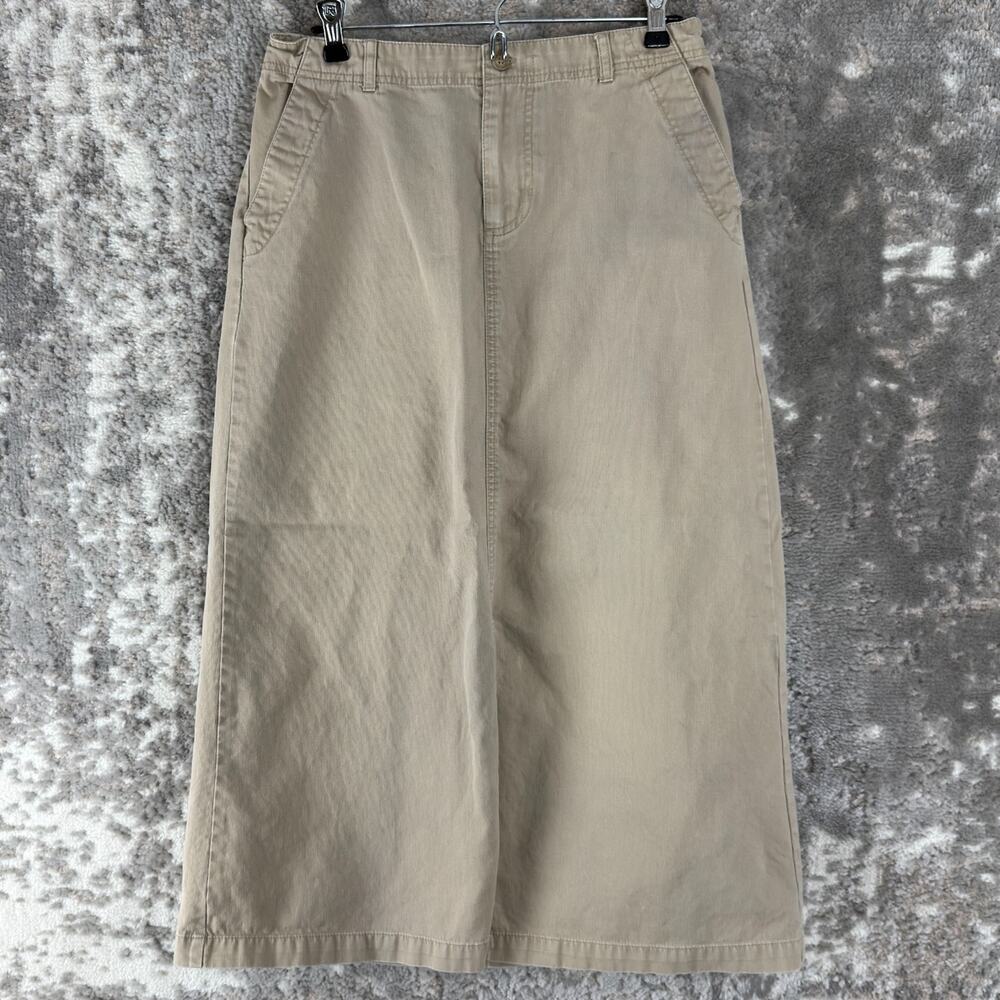 White Stag Size 10 Minimalist Wide Leg Pants Tan Button Zip Pocket‎ Casual